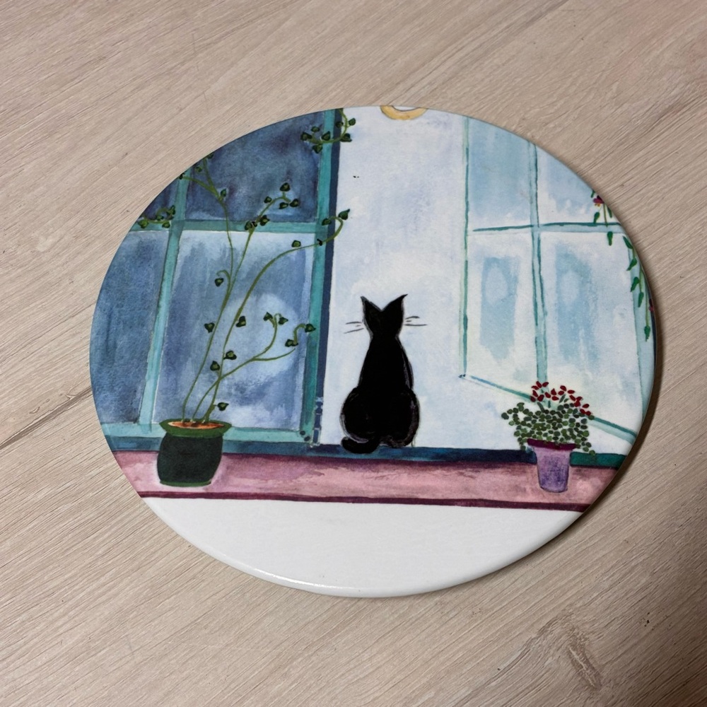 Mebel Italy Cat Window Plastic Wall Art Trivet Cottagecore Home Decor Gift